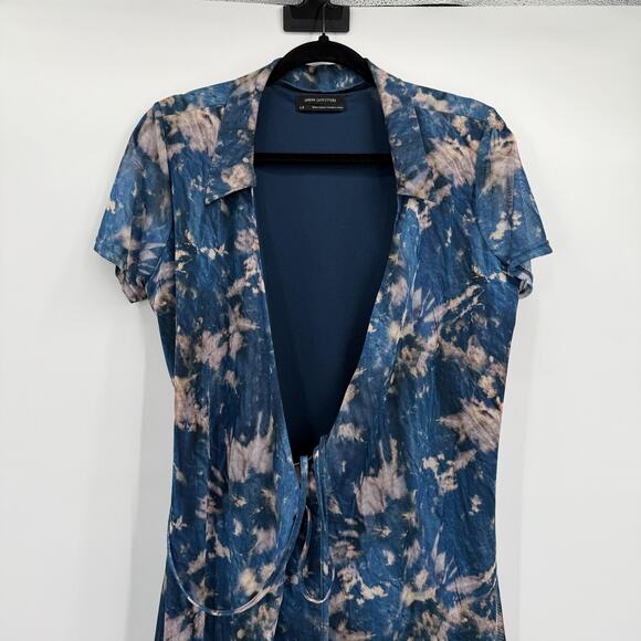 Urban Outfitters Dress Womens Large Tie Dye Short Sleeve Collared Wrap Mesh - Picture 2 of 10